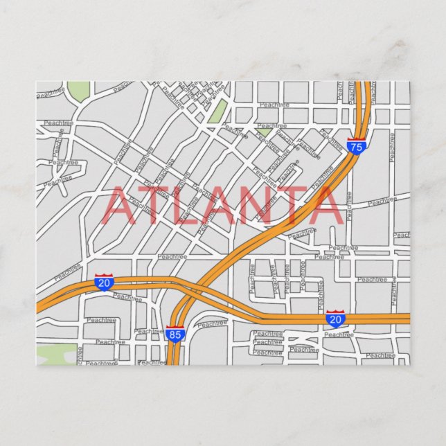 Atlanta Peachtree Road Map Postkarte (Vorderseite)