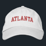 Atlanta Red Embroidery on White Bestickte Baseballkappe<br><div class="desc">Atlanta Red Stickerei auf weißem Baumwollhut. Ein wunderbares Geschenk für jeden, der Atlanta GA Liebe! Wenn Sie Ihren persönlichen Text bevorzugen, wählen Sie einfach den Knopf "Diese Vorlage personalisieren", um Ihre Auswahl an benutzerdefiniertem Text einzugeben. Die Stickerei kann auch an andere Farbeinstellungen angepasst werden, indem Sie die Schaltfläche "Design bearbeiten"...</div>
