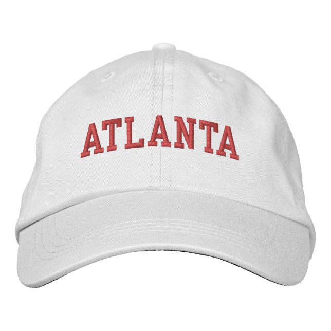 Atlanta Red Embroidery on White Bestickte Baseballkappe (Vorderseite)