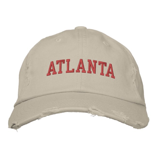 Atlanta Red Embroidery Vintag Style Bestickte Baseballkappe (Vorderseite)