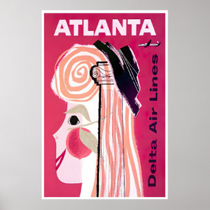 Atlanta-Reiseposter Vintage Georgia Kunst Druck Poster