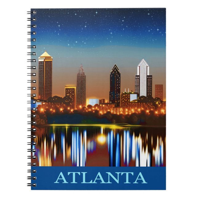Atlanta Skyline by Night with Reflections Notizblock (Vorderseite)