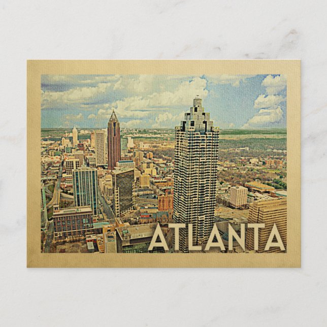 Atlanta Skyline Postcard Atlanta Vintage Travel Postkarte (Vorderseite)