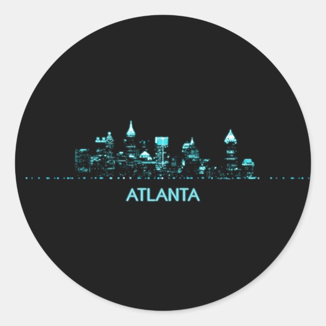 Atlanta Skyline Runder Aufkleber (Vorderseite)
