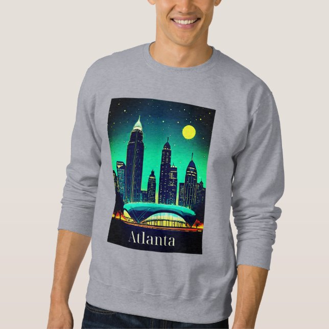 Atlanta Skyline unter einem Sternenhimmel Sweatshirt (Vorderseite)