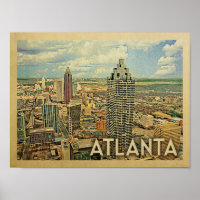 Atlanta Skyline Vintage Travel Poster