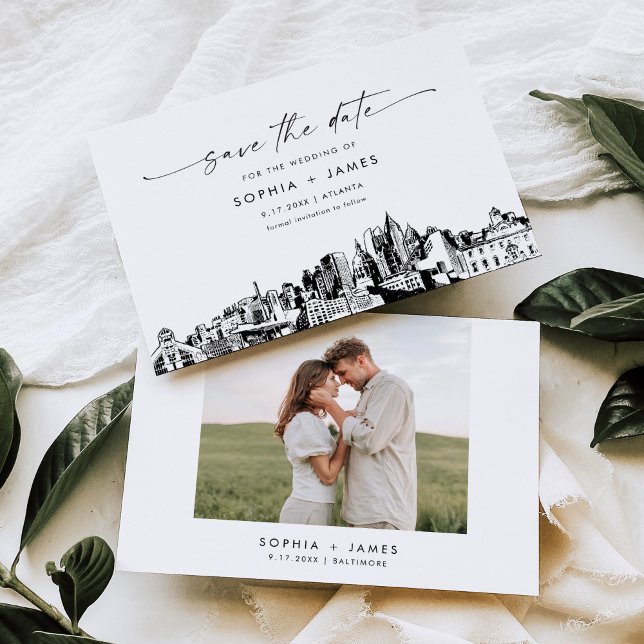 Atlanta Skyline Wedding Save the Date Card Einladung (Von Creator hochgeladen)