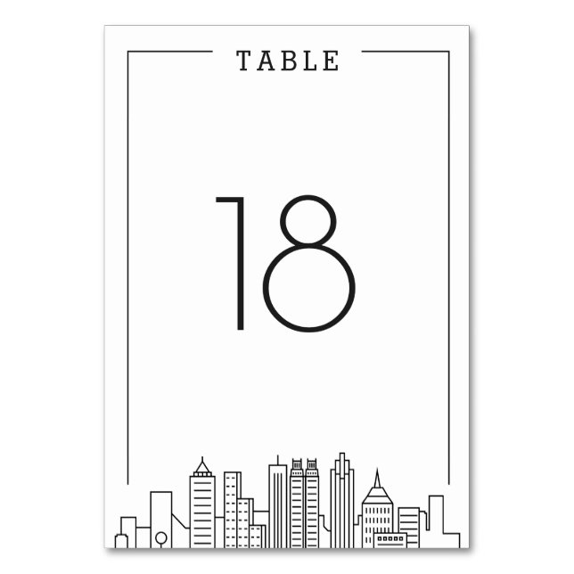 Atlanta Skyline Wedding | TISCHNUMMER (Vorderseite)