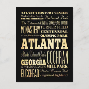 Atlanta Stadt Georgien Staat Typografie Kunst Postkarte