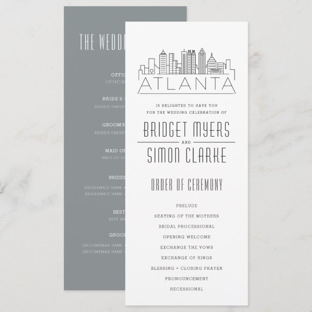 Atlanta stilisierte Skyline | Hochzeitsprogramm Einladung (Vorne/Hinten)