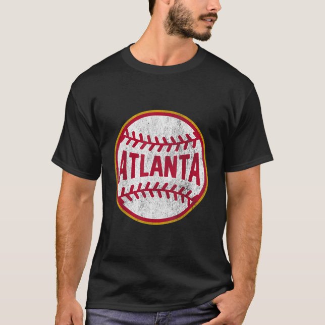 Atlanta T-Shirt Vintag Baseball-Rückwärtsdrehkreuz (Vorderseite)