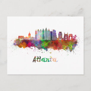 Atlanta V2 skyline im Watercolor Postkarte