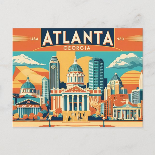 Atlanta Vibes A Retro Tribute to the Heart GRG Postkarte (Vorderseite)