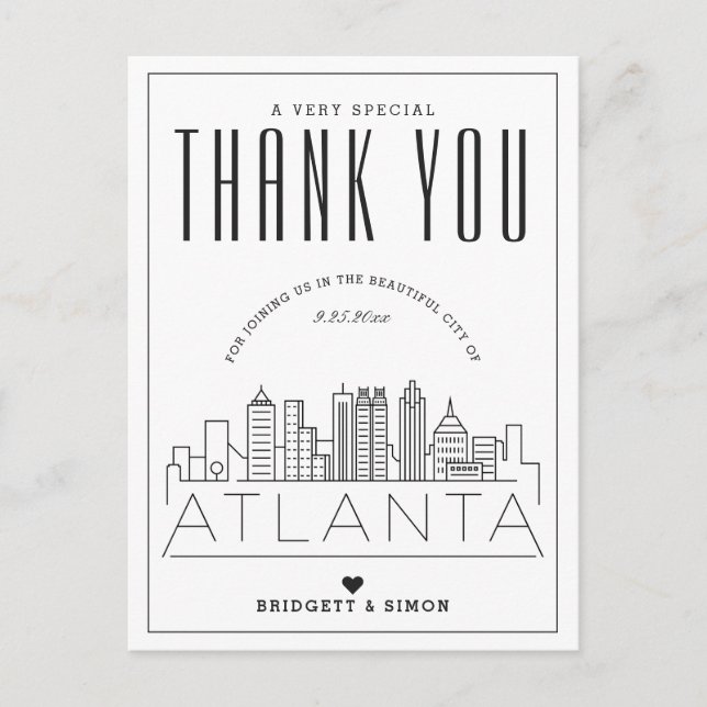 Atlanta Wedding | Danke, dass du gekommen bist! Po Postkarte (Vorderseite)
