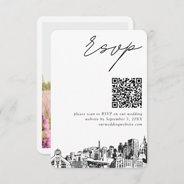 Atlanta Wedding RSVP QR Code Small Enclosure Card Begleitkarte (Vorne/Hinten)