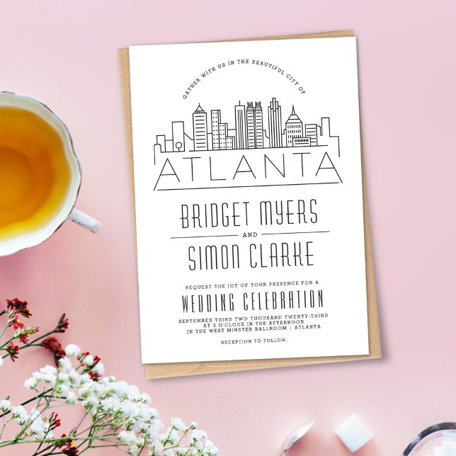 Atlanta Wedding | Stilisierte Skyline-Einladung Einladung (Von Creator hochgeladen)