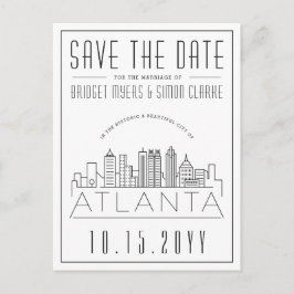 Atlanta Wedding | Stilisierte Skyline Save the Dat Postkarte