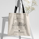 Atlanta Wedding | Stilisierte Skyline Tragetasche<br><div class="desc">Eine einzigartige Hochzeitstasche für eine Hochzeit in der schönen Stadt Atlanta,  Georgia. In dieser Tasche wird die einzigartige Skyline der Stadt mit ihrem Namen darunter stilvoll dargestellt. Anschließend erhalten Sie Informationen zu Ihrem Hochzeitstag in einem passenden,  offenen Stil.</div>