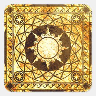 Atlantean Handwerks-Gold auf Bronze Quadratischer Aufkleber