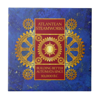 Atlantean Steamworks - Gold u. Rot auf Lapislazuli Fliese