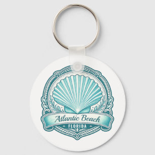 Atlantic Beach FL Küsten-Meeresschalen-Emblem Schlüsselanhänger