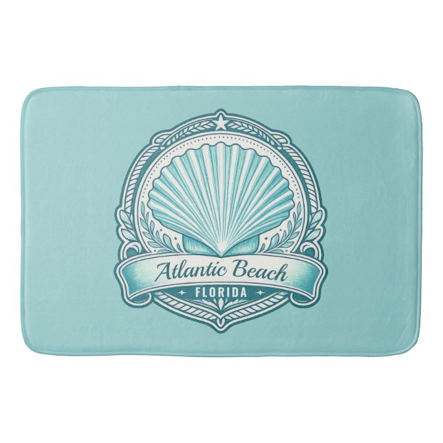 Atlantic Beach FL Küsten-Muschel-Emblem Badematte (Vorderseite)