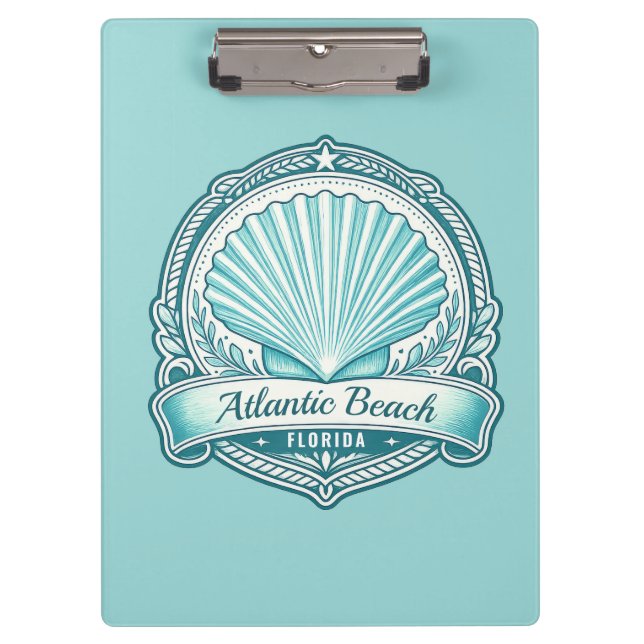 Atlantic Beach FL Küsten-Muschel-Emblem Klemmbrett (Vorderseite)