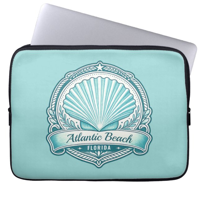 Atlantic Beach FL Küsten-Muschel-Emblem Laptopschutzhülle (Vorderseite)