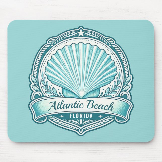 Atlantic Beach FL Küsten-Muschel-Emblem Mousepad (Vorne)