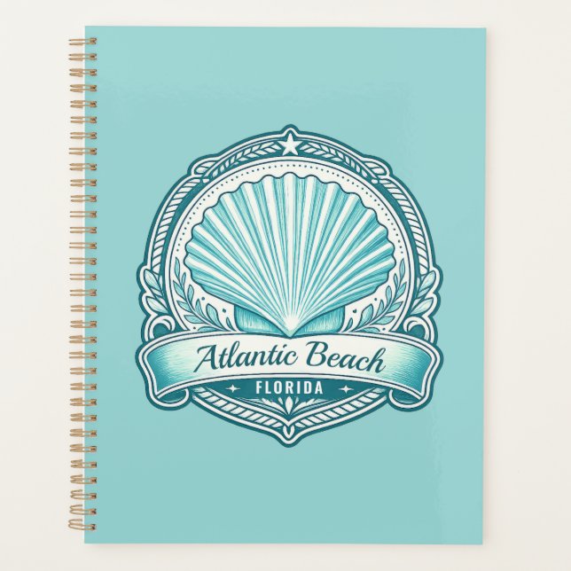 Atlantic Beach FL Küsten-Muschel-Emblem Planer (Vorderseite)