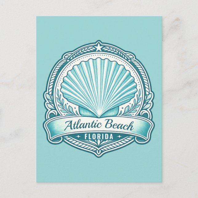 Atlantic Beach FL Küsten-Muschel-Emblem Postkarte (Vorderseite)