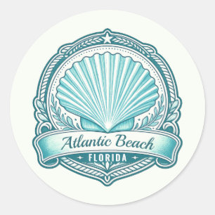 Atlantic Beach FL Küsten-Muschel-Emblem Runder Aufkleber