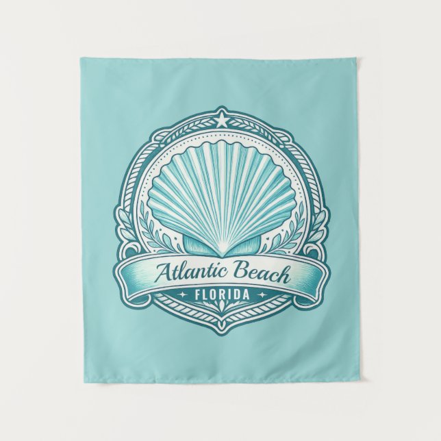 Atlantic Beach FL Küsten-Muschel-Emblem Wandteppich (Vorderseite)