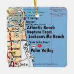 Atlantic Beach Florida Karte Keramikornament<br><div class="desc">Atlantic Beach Florida Weihnachtsschmuck mit Vintager Straßenkarte.</div>