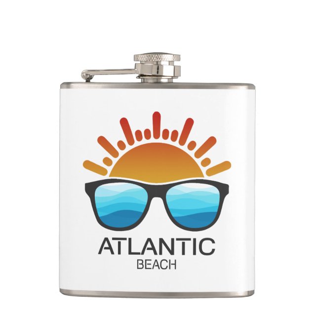 Atlantic Beach North Carolina Sonnenbrille Flachmann (Vorderseite)