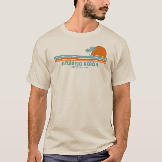 Atlantic Beach North Carolina Sun Palm Trees T-Shirt (Vorderseite)