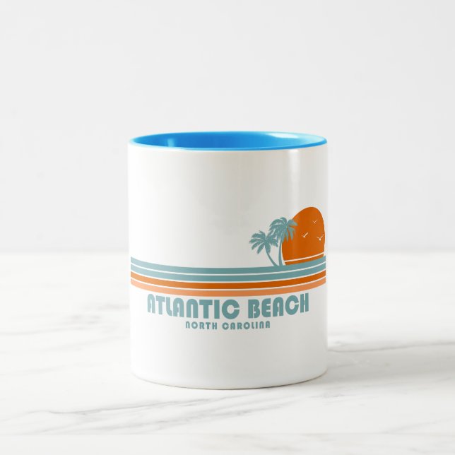 Atlantic Beach North Carolina Sun Palm Trees Zweifarbige Tasse (Mittel)