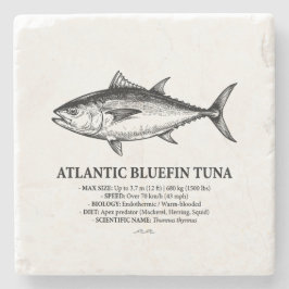 Atlantic Bluefin Tuna Scientific Illustration  Steinuntersetzer