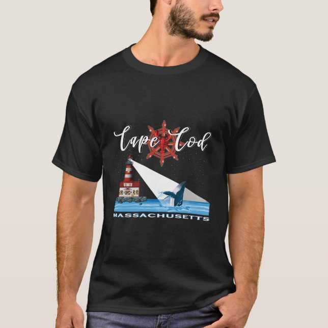 Atlantic Cape Cod Massachusetts Lighthouse Whale W T-Shirt (Vorderseite)