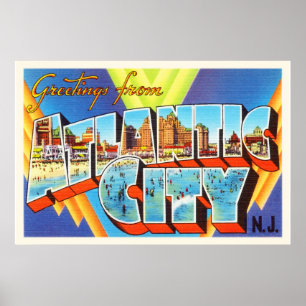 Atlantic City 2 New-Jersey NJ Vintage Reise - Poster