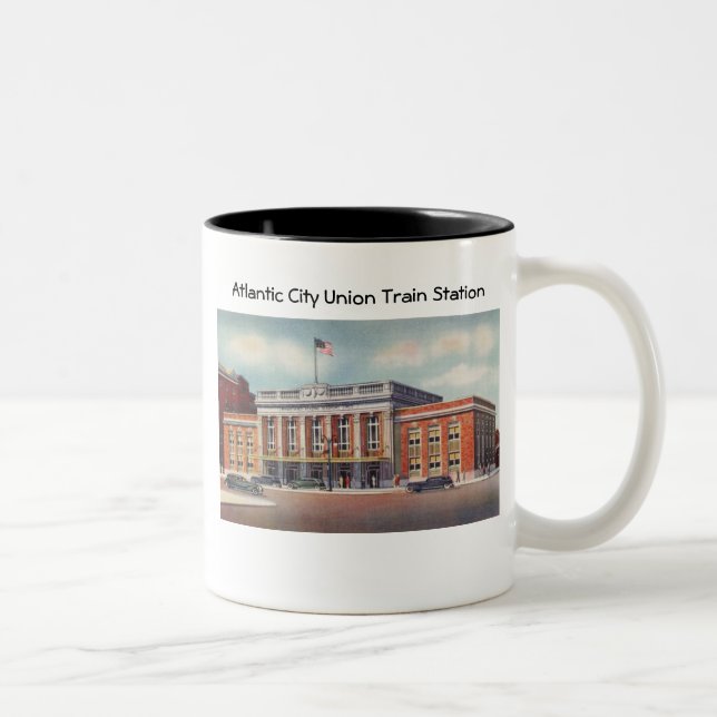 Atlantic City Bahnstation PRSL 1936 Zweifarbige Tasse (Rechts)