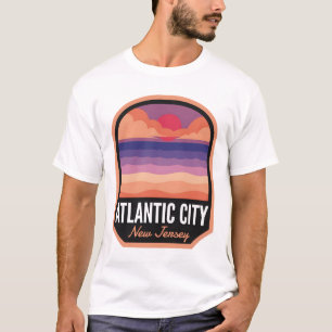 Atlantic City Beach NJ Retro Sunset T-Shirt