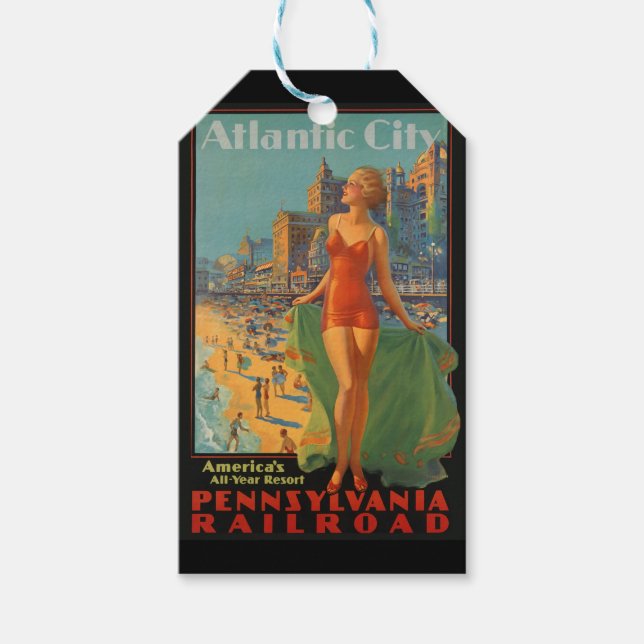 Atlantic City Beauty Vintages Kunstwerk Geschenkanhänger (Vorderseite)