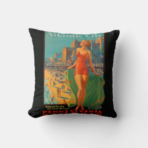 Atlantic City Beauty Vintages Kunstwerk Kissen