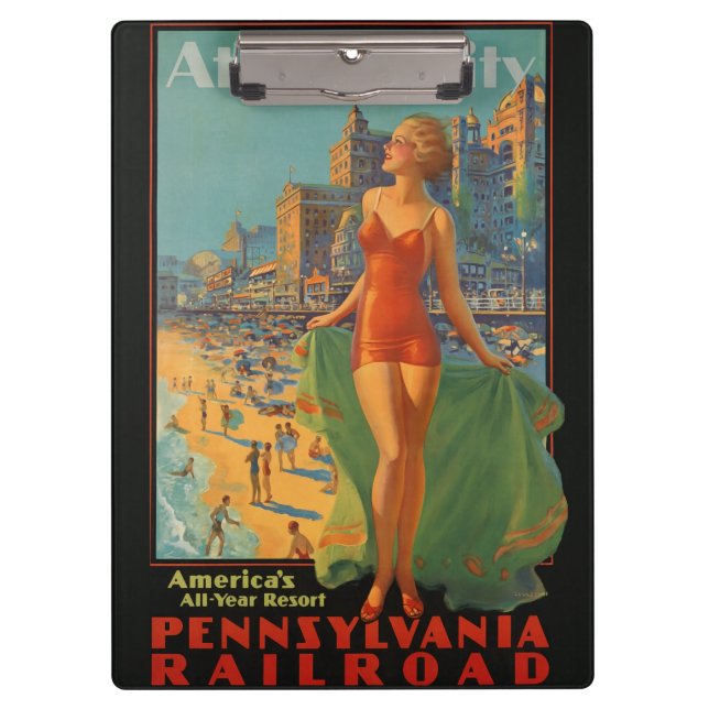 Atlantic City Beauty Vintages Kunstwerk Klemmbrett (Vorderseite)