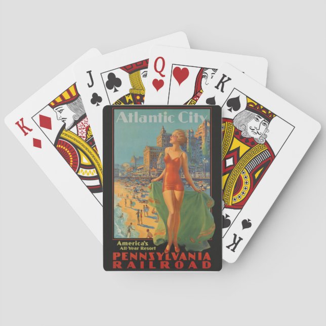 Atlantic City Beauty Vintages Kunstwerk Spielkarten (Rückseite)
