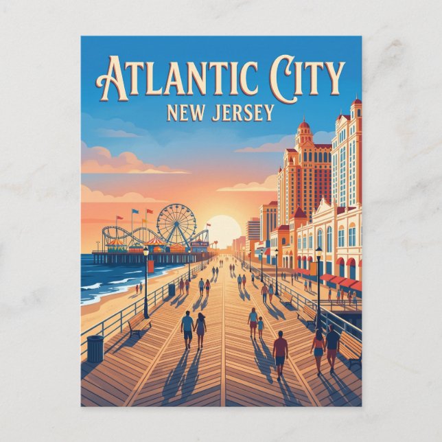 Atlantic City Boardwalk USA Postkarte (Vorderseite)