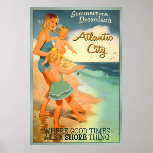 Atlantic City Jersey Shore Poster Neue Retro Famil
