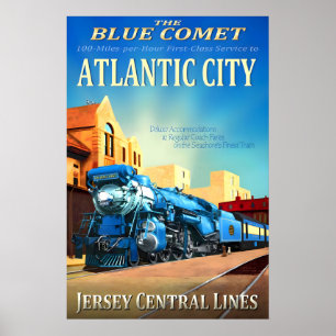 Atlantic City New Jersey Central Railroad Blau Poster