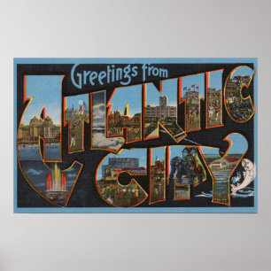 Atlantic City, New-Jersey - große Buchstabe-Szenen Poster